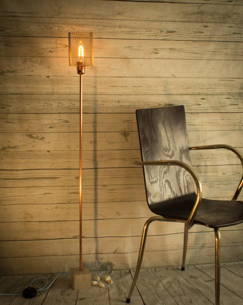 Industrial Concrete Copper Floor Lamp Standing Lamp Edison Floor Lamp Floor Light Copper Pipe Modern Floor Lamp Office Decor regarding sizing 794 X 993