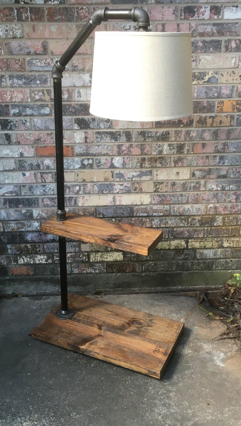 Industrial Floor Lamp W Side Table Floor Lamp Industrial Floor Lamp Rustic Lamp Rustic Lighting Industrial Lighting throughout dimensions 794 X 1404