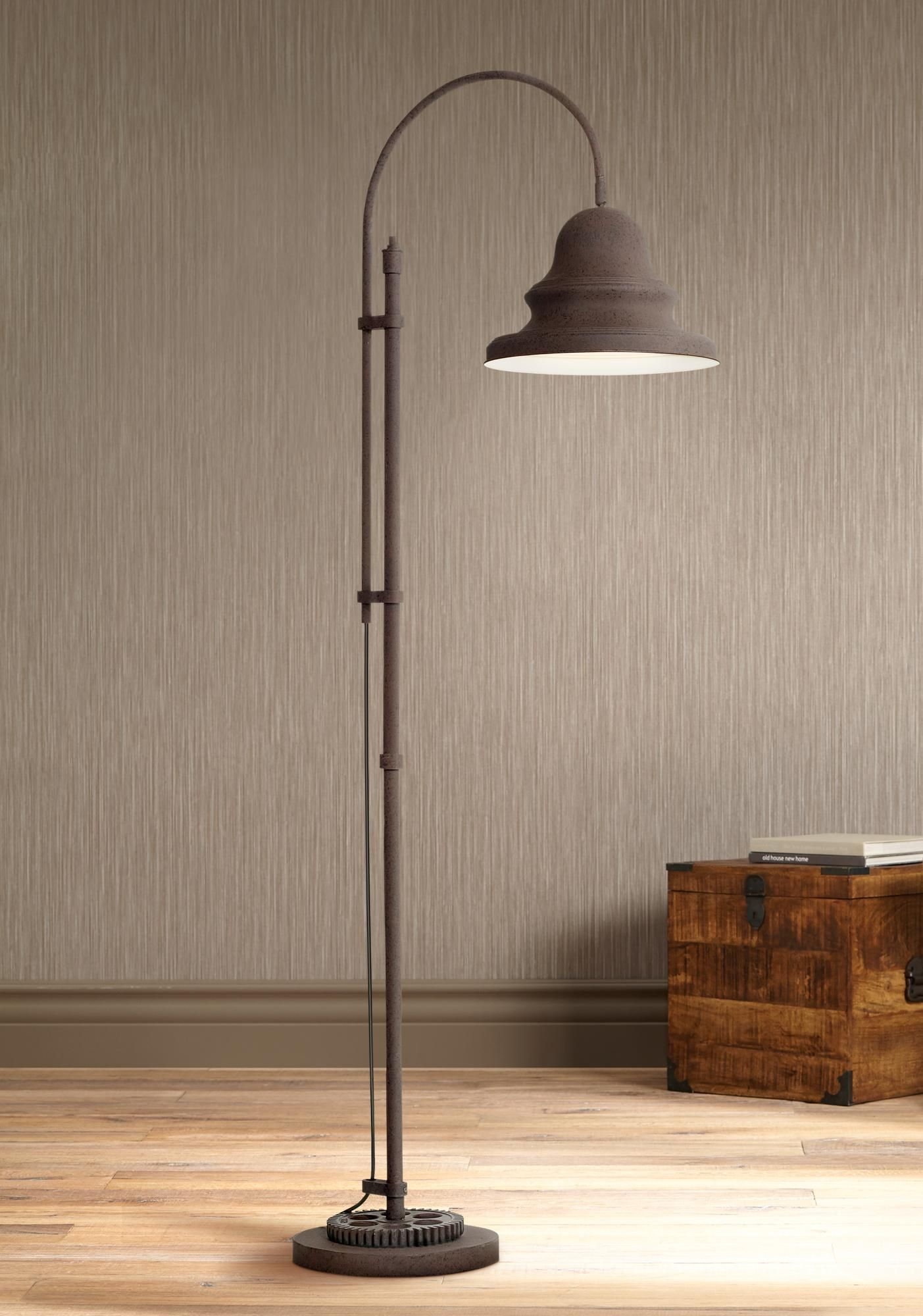 Industrial Gear Downbridge Dark Rust Floor Lamp In 2019 for dimensions 1403 X 2000