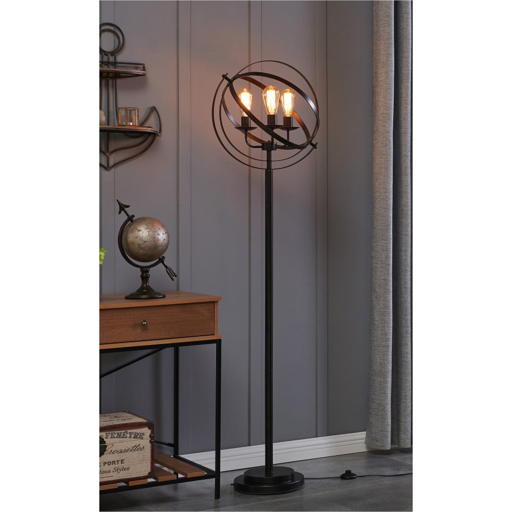 Industrial Open Metal Black Floor Lamp Orbiton Home throughout size 1000 X 1000