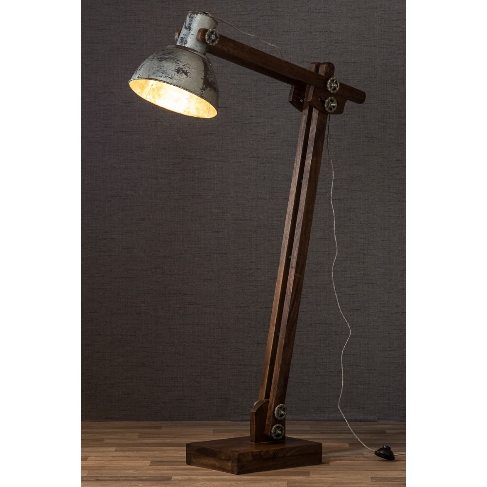 Industrial Style Wood And Vintage Metal Floor Lamp Desres Home inside proportions 1000 X 1000