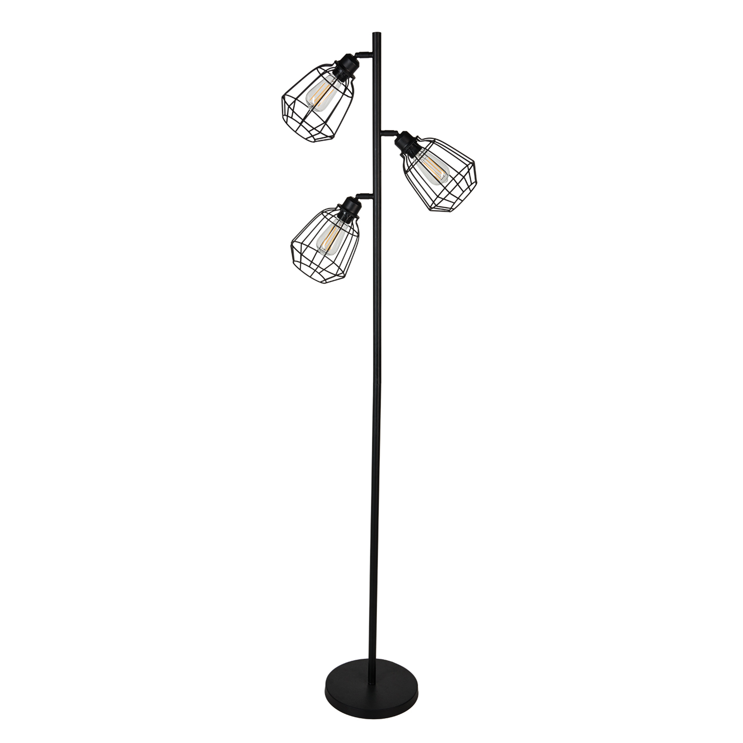 Industrial Three Cage Floor Lamp With Bulbs in dimensions 1500 X 1500