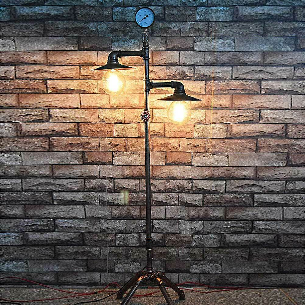 Industrial Urban Rust Iron Art Steel Water Tube Floor Lamp Loft Aged Hotel Light within proportions 1001 X 1001
