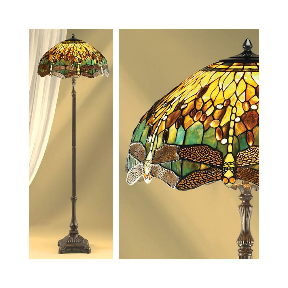 Interiors 1900 64071 Green Dragonfly 3 Light Tiffany Floor Lamp for sizing 1000 X 1000