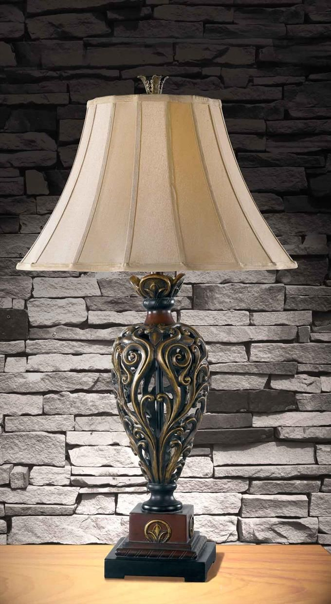 Iron Lace 1 Light Table Lamp In Golden Ru Heavy Metal pertaining to measurements 680 X 1240