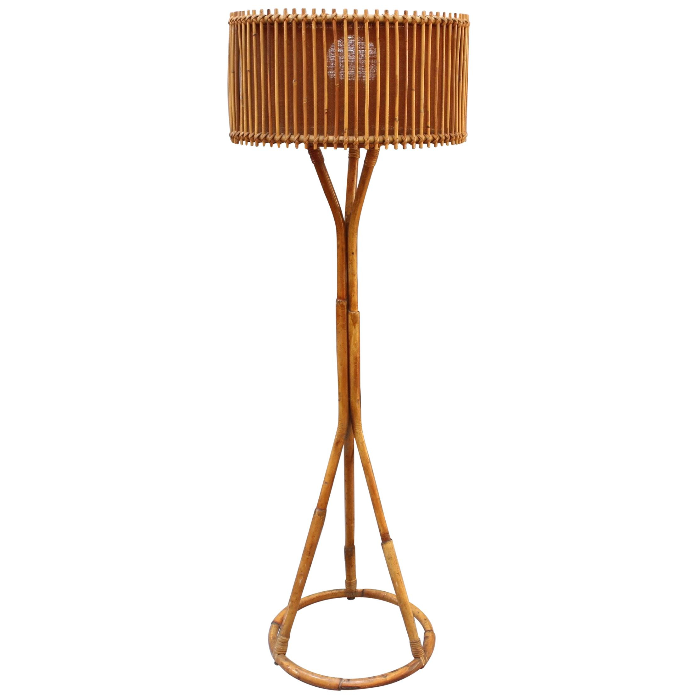Italian Rattan And Bamboo Floor Lamp Circa 1960s Bei 1stdibs throughout measurements 2219 X 2219