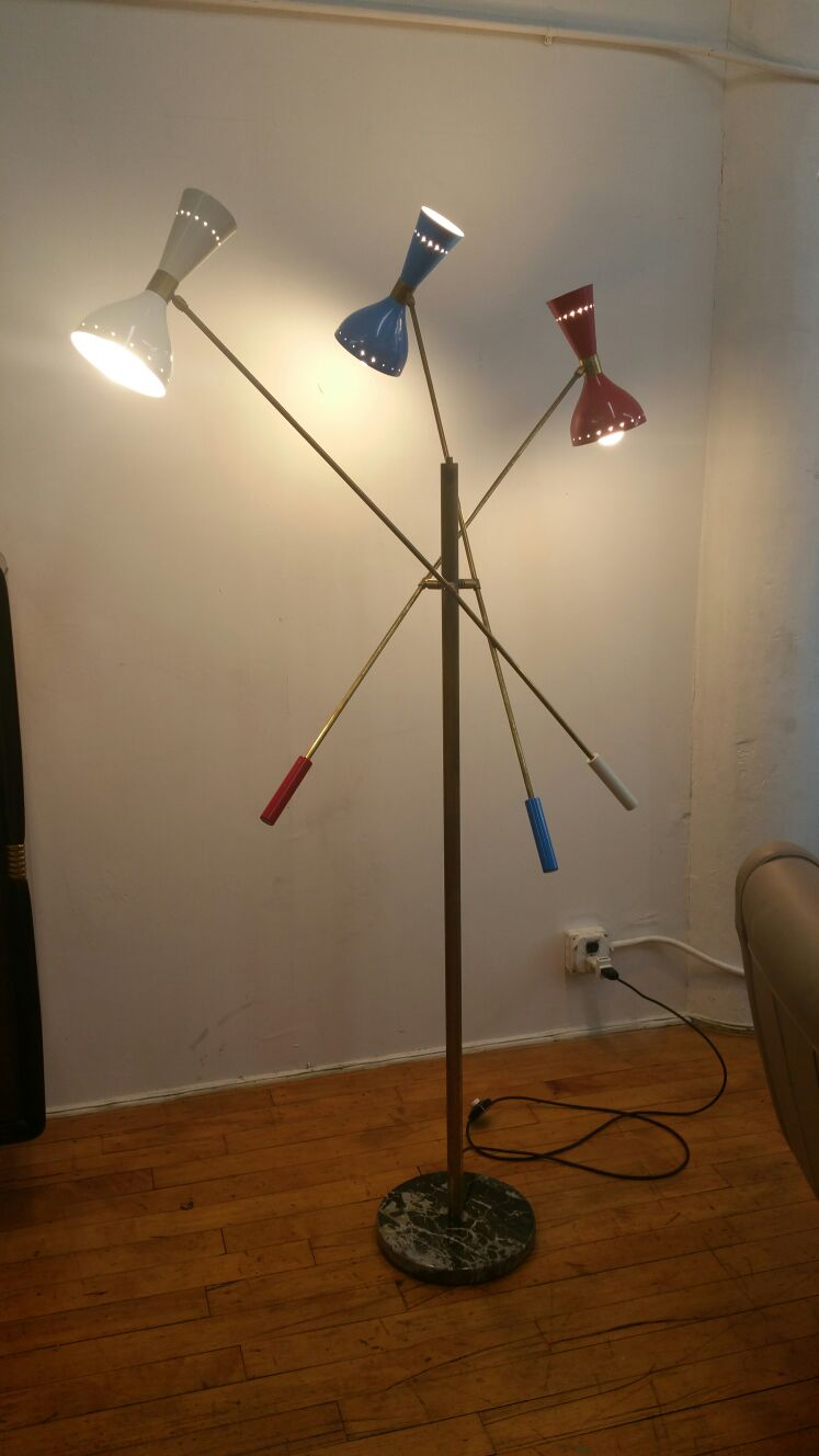 Italian Three Arm Floor Lamp Triennale Arredoluce Style regarding size 747 X 1328