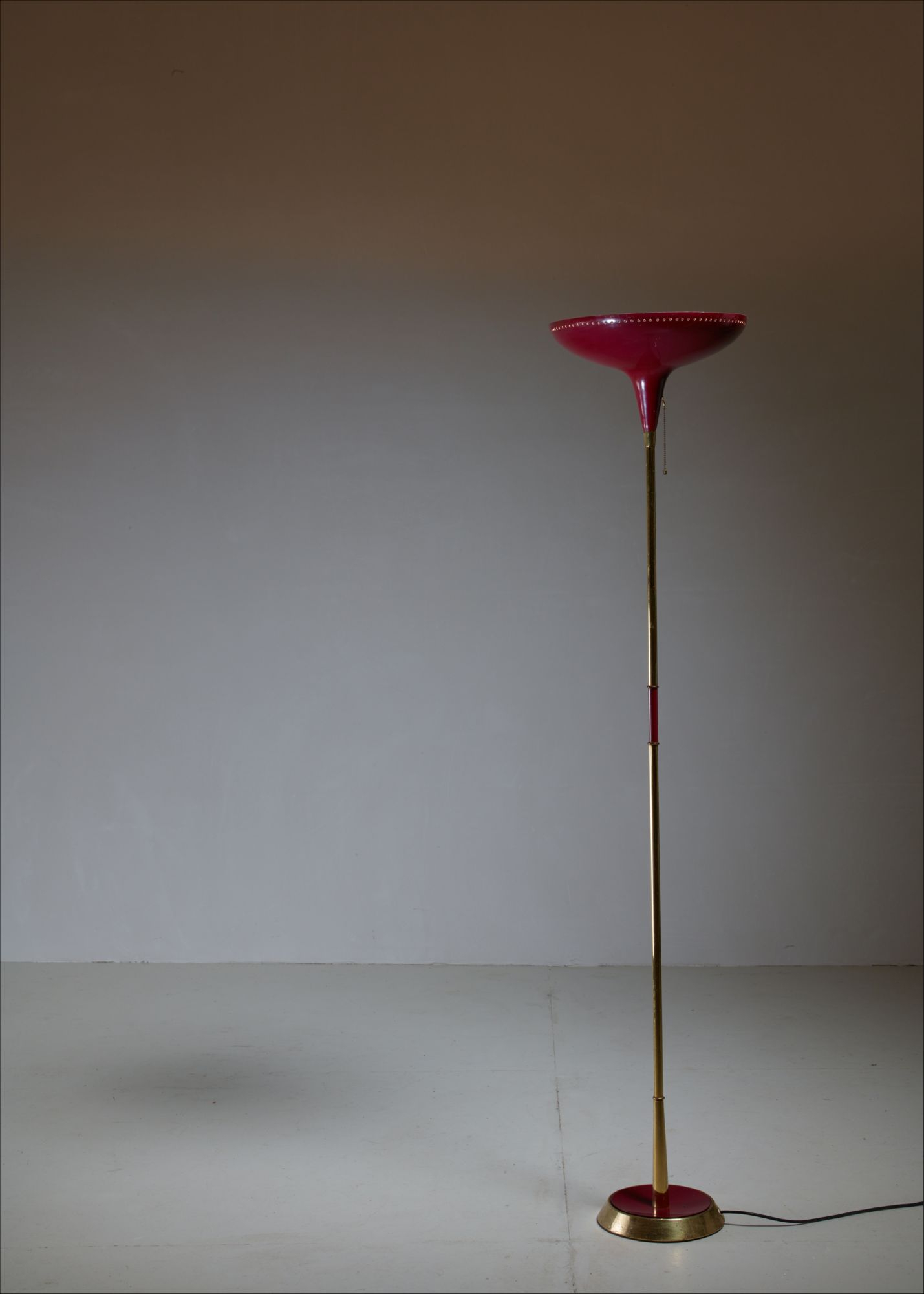 Italian Uplighter Floor Lamp In Wonderful Dark Red 1950s pertaining to sizing 1429 X 2000