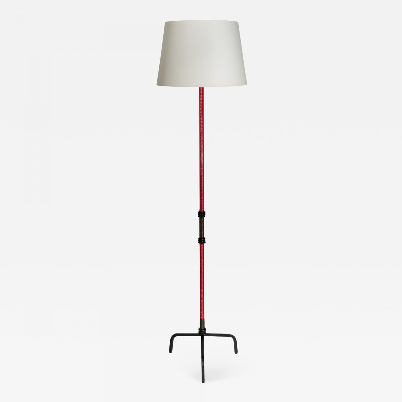 Jacques Adnet Rare Stitched Leather Floor Lamp Jacques Adnet intended for proportions 1400 X 1400