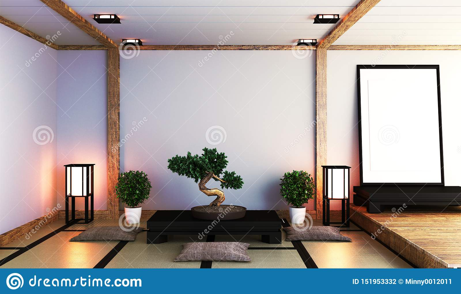 Japanese Living Room With Lamp Frame Black Low Table And intended for dimensions 1600 X 1022