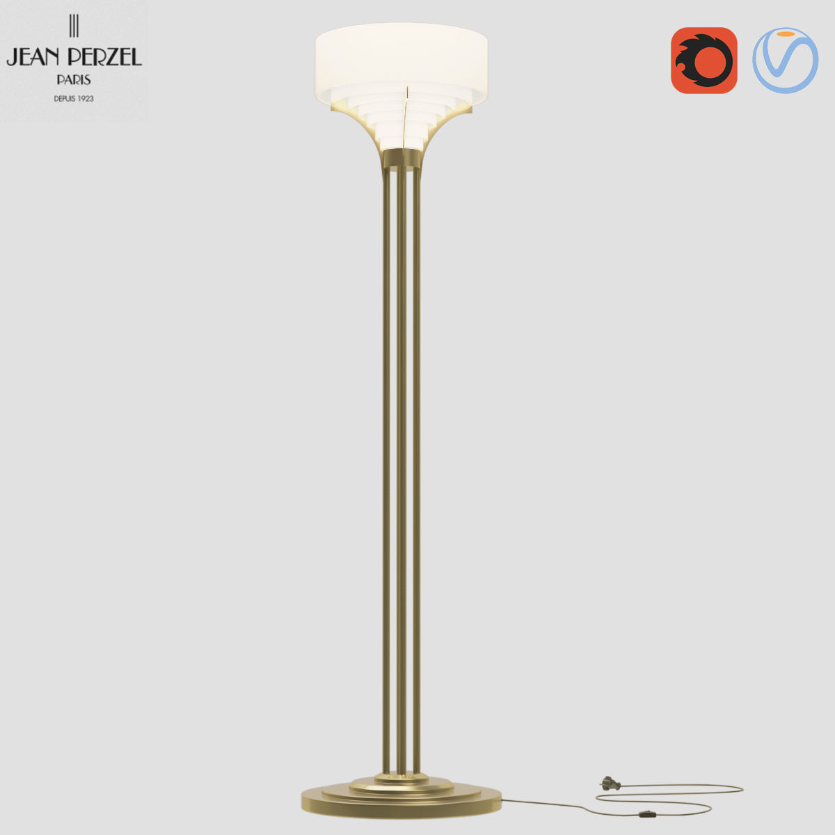 Jean Perzel Art Deco Floor Lamp 38 3d Model pertaining to size 1200 X 1200