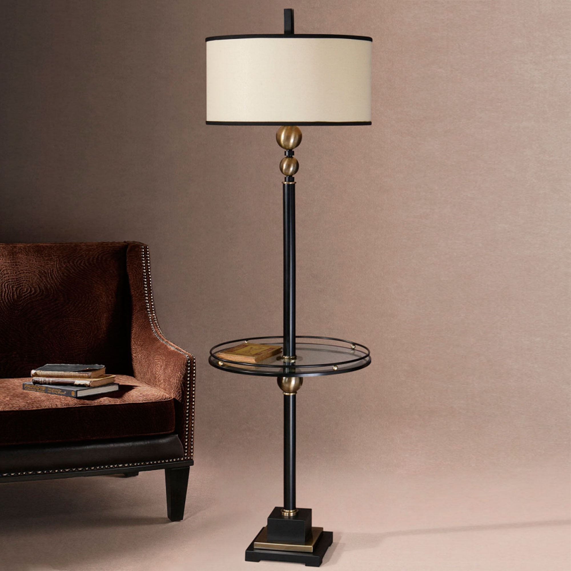 Joaquin Floor Lamp With Attached Glass Table intended for measurements 2000 X 2000