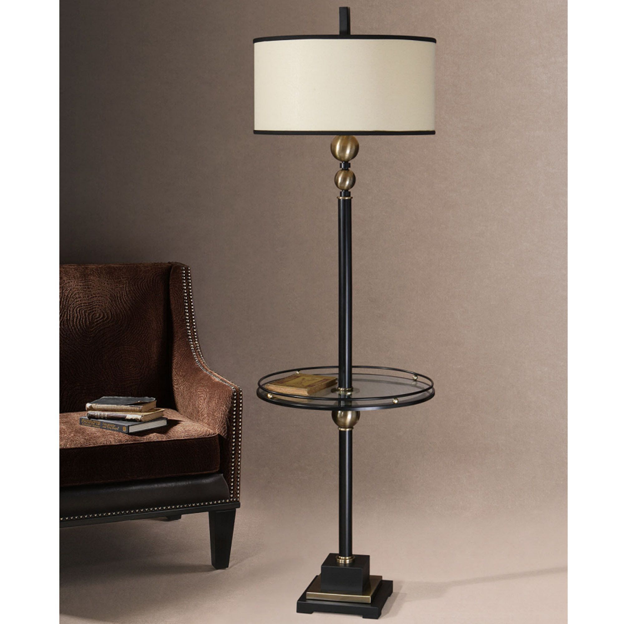 Joaquin Floor Lamp With Attached Glass Table Let There Be regarding size 2000 X 2000