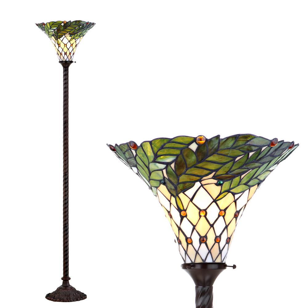 Jonathan Y Botanical Tiffany Style 71 In Bronze Torchiere Floor Lamp in sizing 1000 X 1000