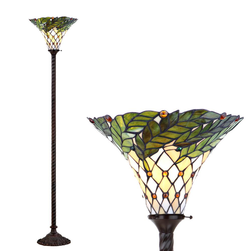 Jonathan Y Botanical Tiffany Style 71 In Bronze Torchiere Floor Lamp regarding measurements 1000 X 1000