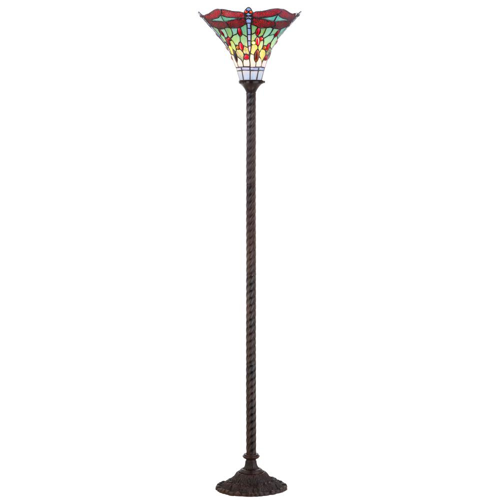 Jonathan Y Dragonfly Tiffany Style 71 In Bronzered Torchiere Floor Lamp regarding dimensions 1000 X 1000