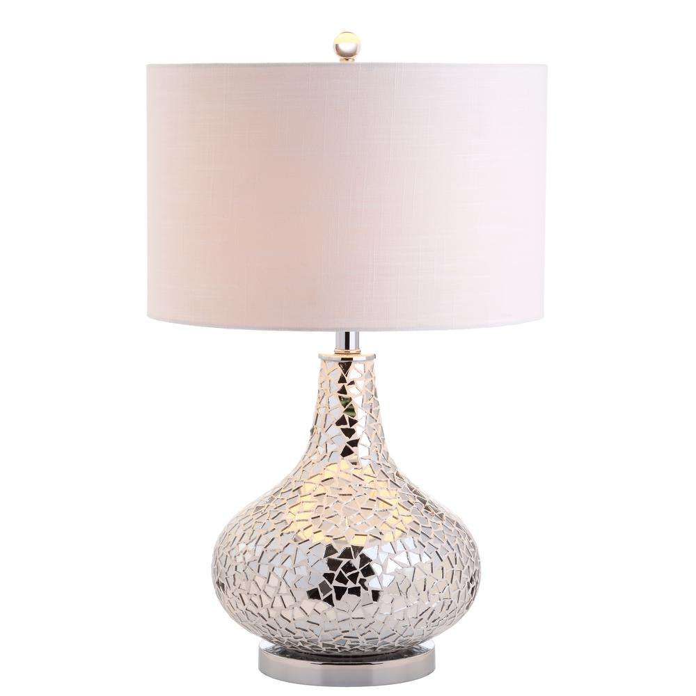 Jonathan Y Emilia 26 In Silver Mirrored Mosaic Table Lamp inside sizing 1000 X 1000