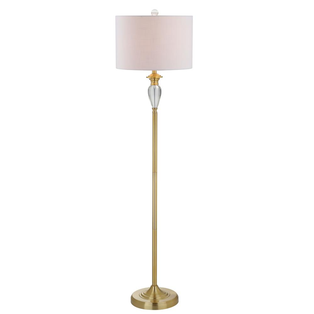 Jonathan Y Evelyn 60 In Brass Goldclear Crystalmetal Floor Lamp with measurements 1000 X 1000