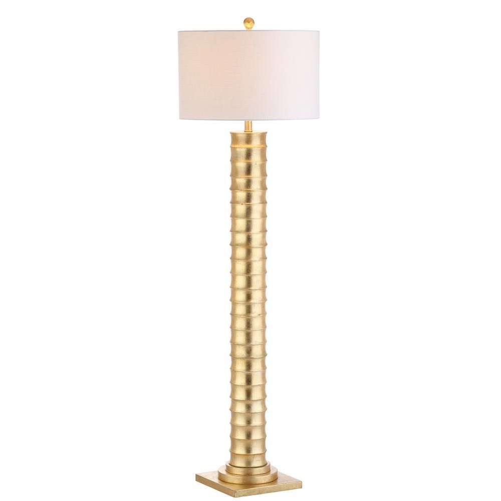 Jonathan Y Serena 63 In Gold Leaf Metal Led Floor Lamp In in dimensions 1000 X 1000