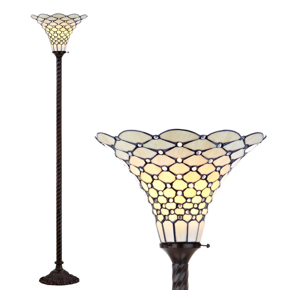 Jonathan Y White Tiffany Style 70 In Bronze Torchiere Floor Lamp throughout measurements 1000 X 1000