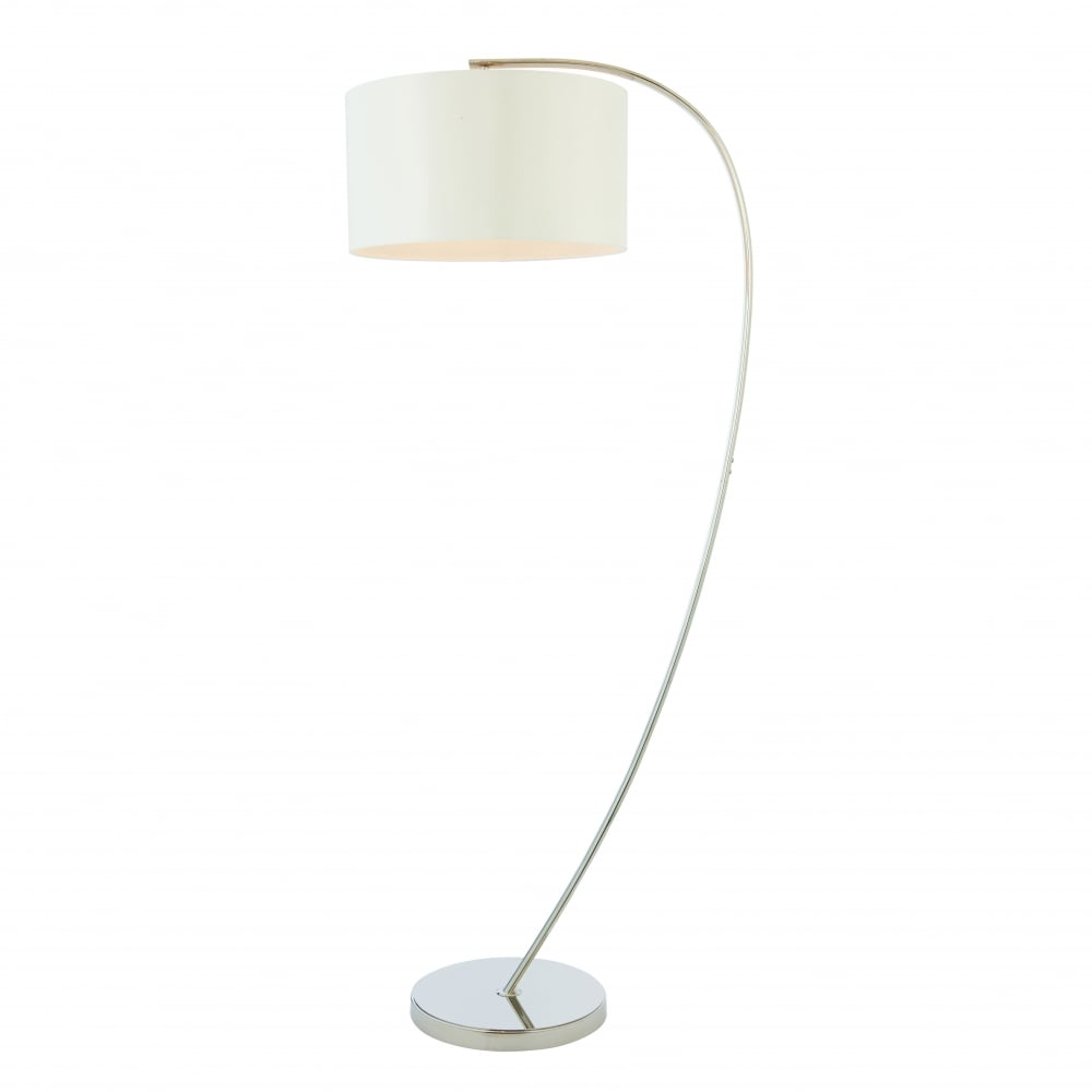 Josephine Floor Lamp Bright Nickel Plate Vintage White Faux Silk intended for dimensions 1000 X 1000