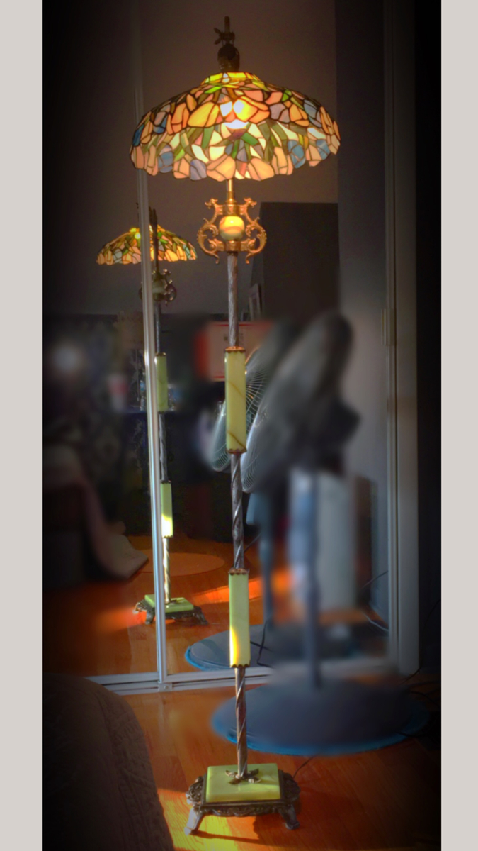 Just Purchased 1940s Floor Lamp Brass Marble Tiffany Style with size 675 X 1200