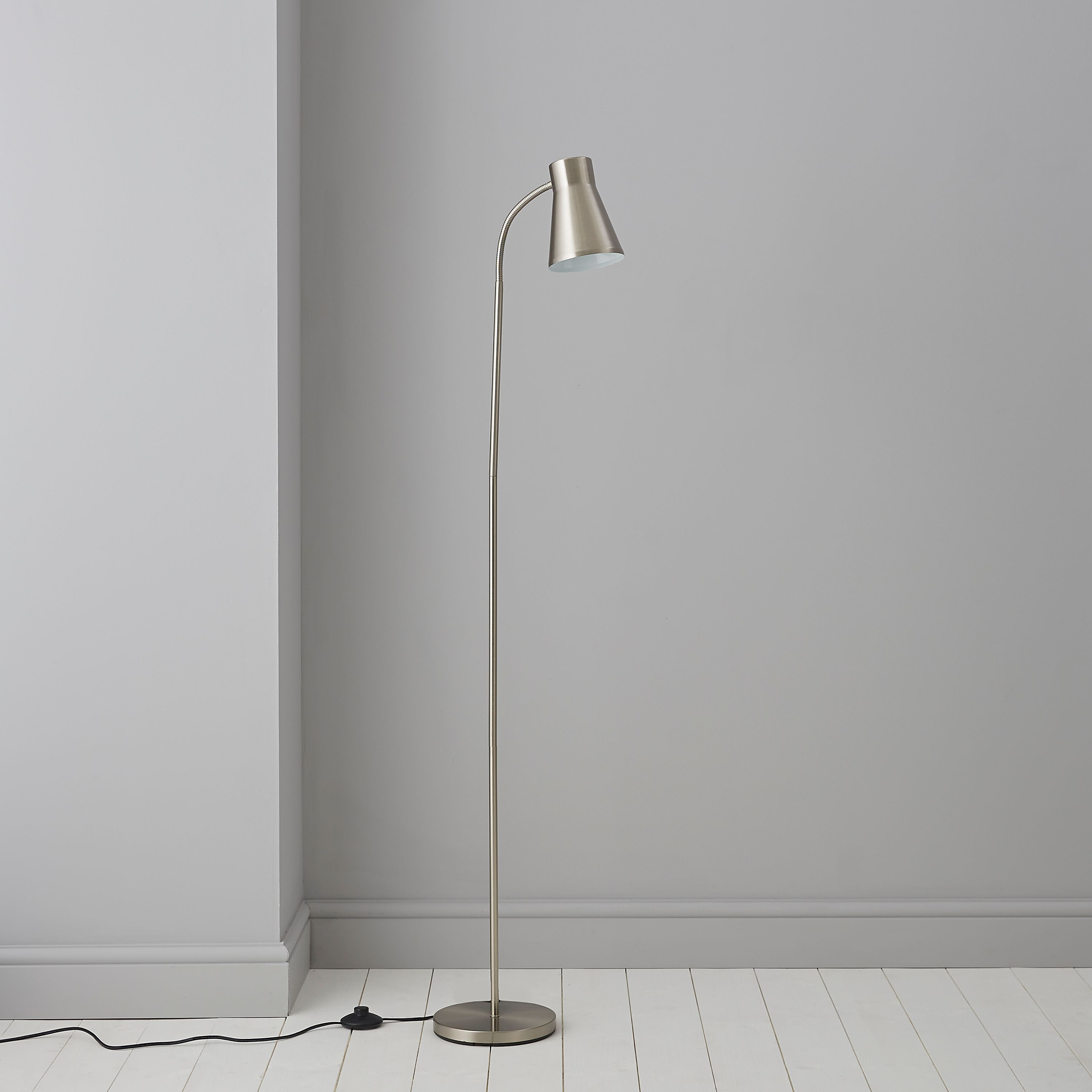 Keats Nickel Effect Floor Lamp Departments Diy At Bq inside dimensions 3000 X 3000