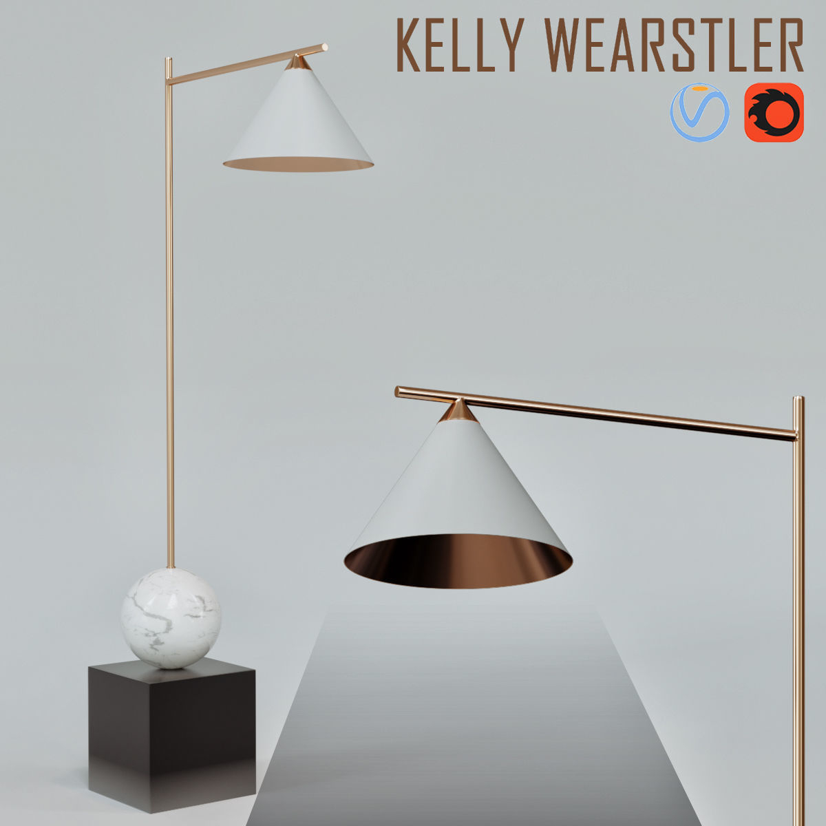 Kelly Wearstler Cleo Floor Lamp Designed Kelly Wearstler 3d Model within dimensions 1200 X 1200