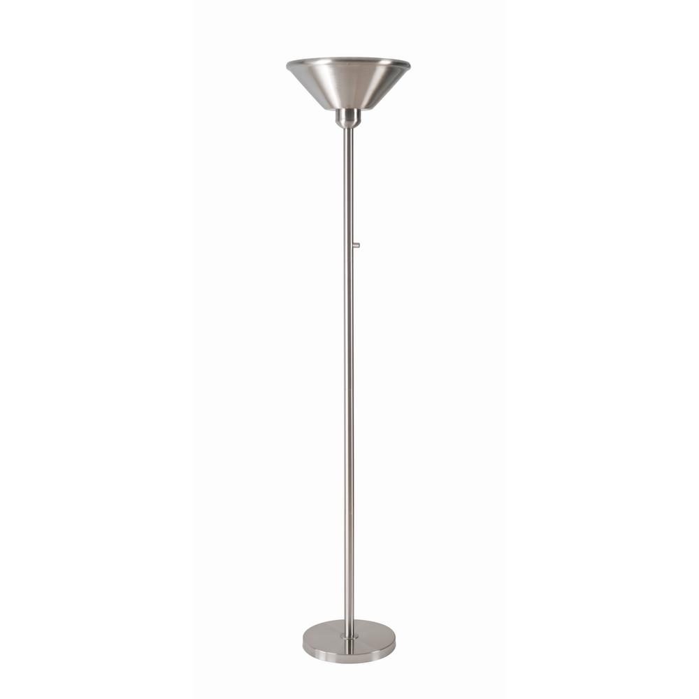 Kenroy Home Gordon 72 In Brushed Steel Torchiere Lamp With Metal Shade with dimensions 1000 X 1000