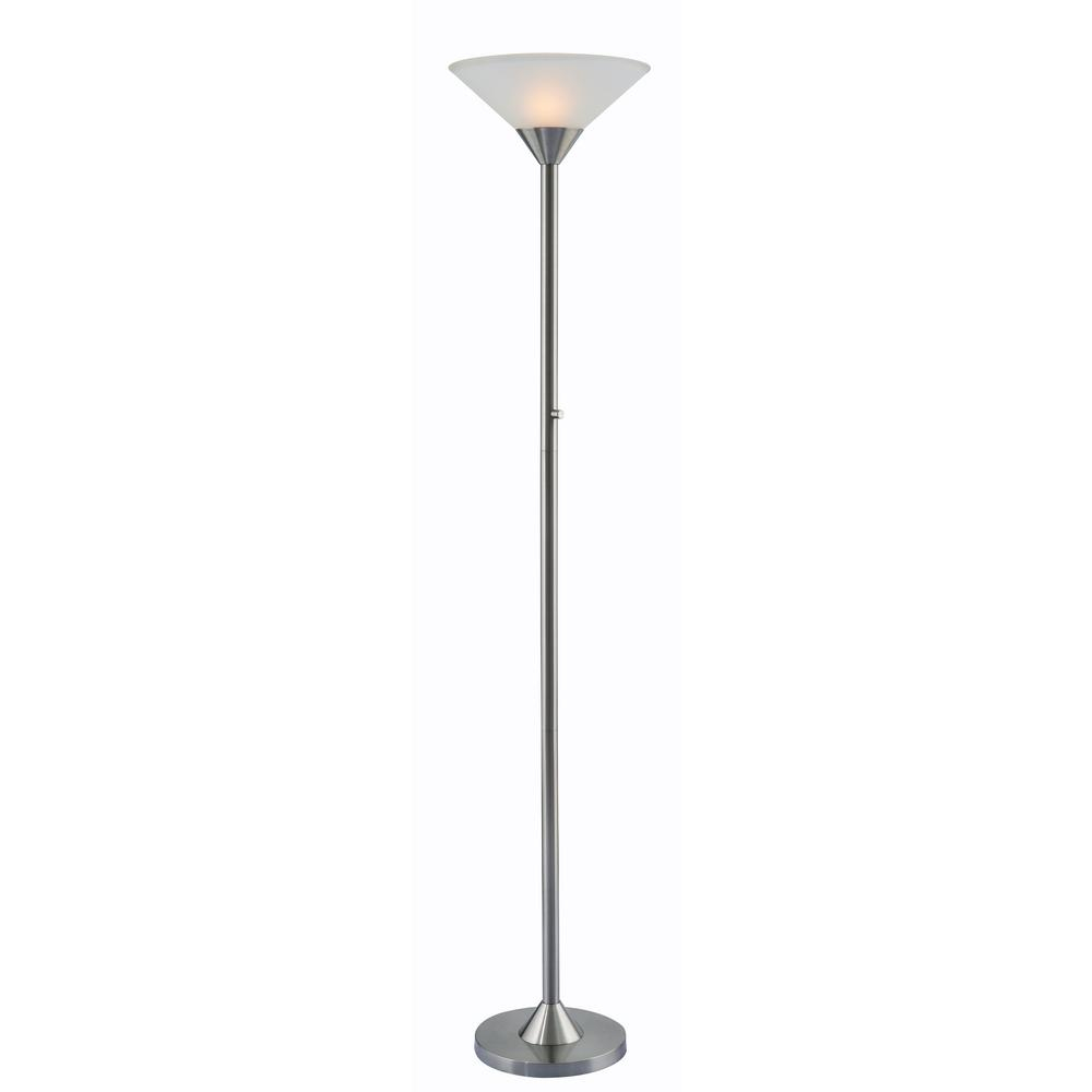 Kenroy Home Neil 70 In Steel Torchiere Floor Lamp With White Glass Shade intended for measurements 1000 X 1000