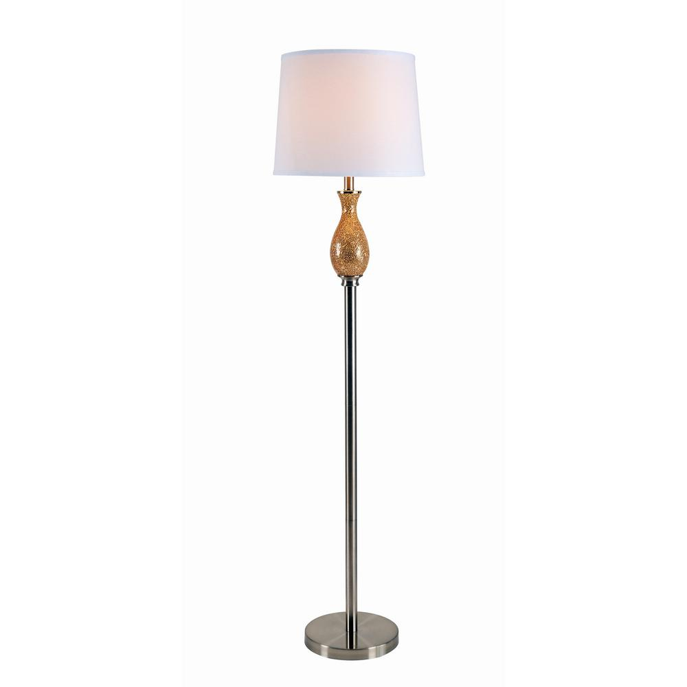 Kenroy Home Patchwork 61 In Brushed Steel Floor Lamp With White Shade intended for sizing 1000 X 1000