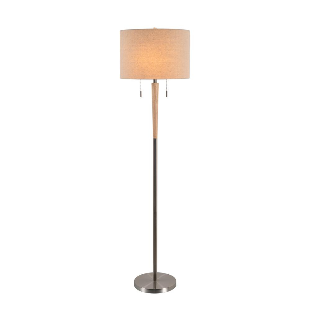 Kenroy Home Sonata 58 In Brushed Steel Floor Lamp With Cream Drum Shade intended for measurements 1000 X 1000