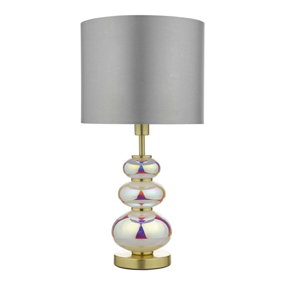 Kiandra Iridescent Glass And Brass Table Lamp With Shade throughout dimensions 1000 X 1000
