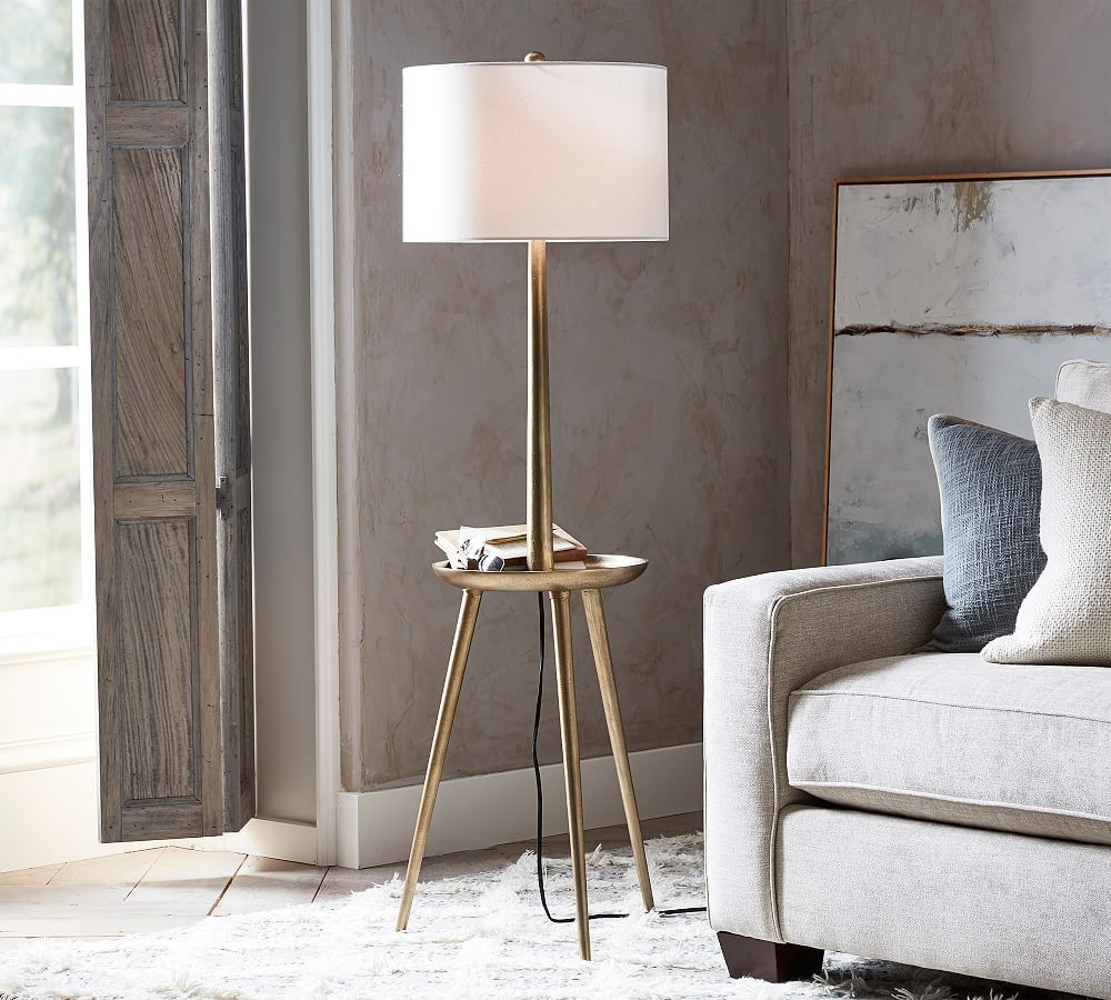 Kinsley Floor Lamp With Tray Antique Brass Products In for size 1000 X 900