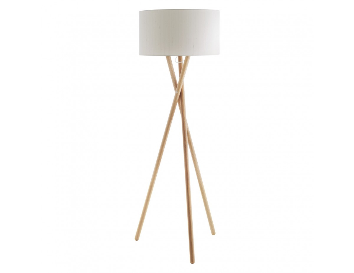 Lansbury Wooden Floor Lamp With White Silk Shade with regard to sizing 1200 X 925