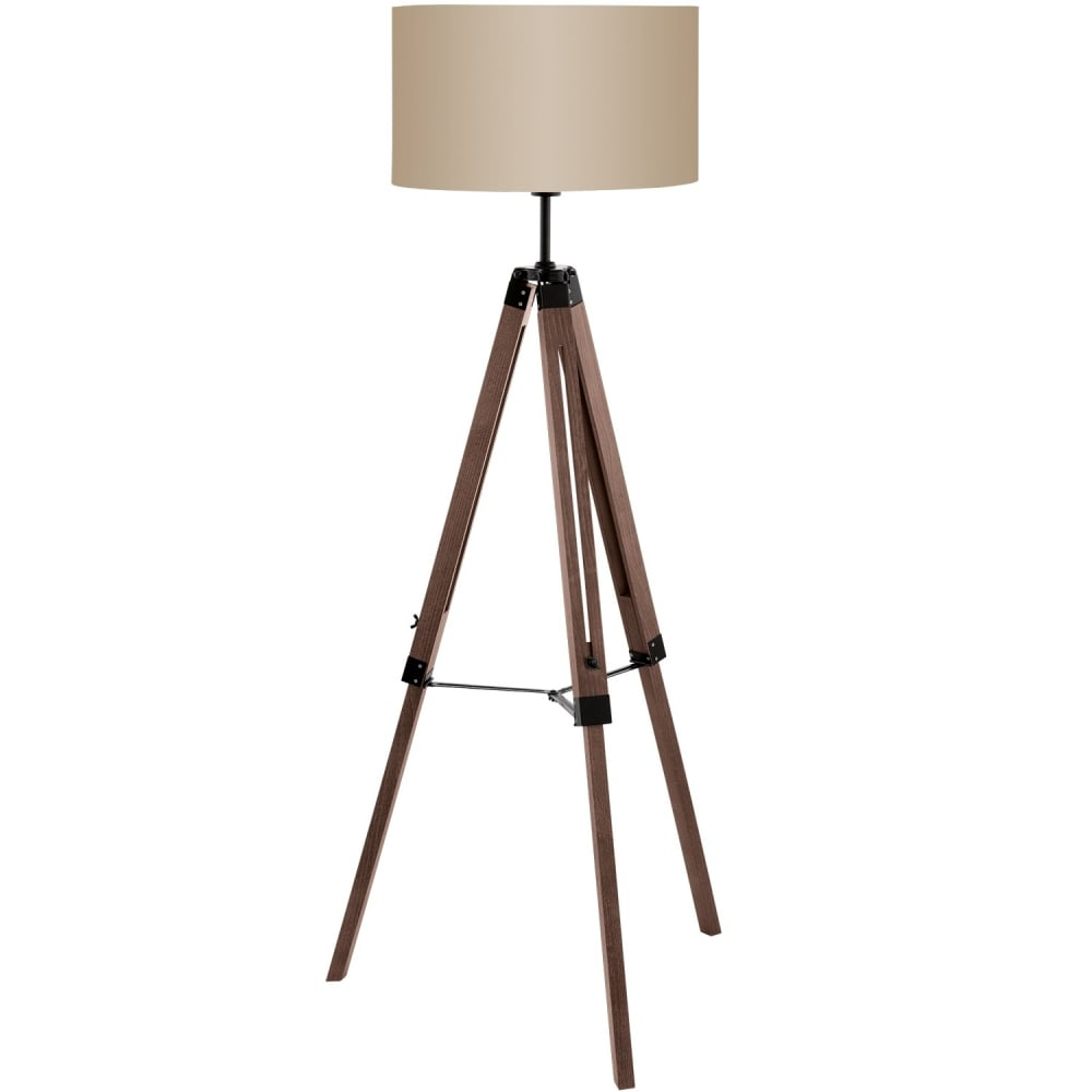 Lantada Wooden Floor Lamp In Nut Brown Finish With Taupe Shade 94326 for dimensions 1000 X 1000