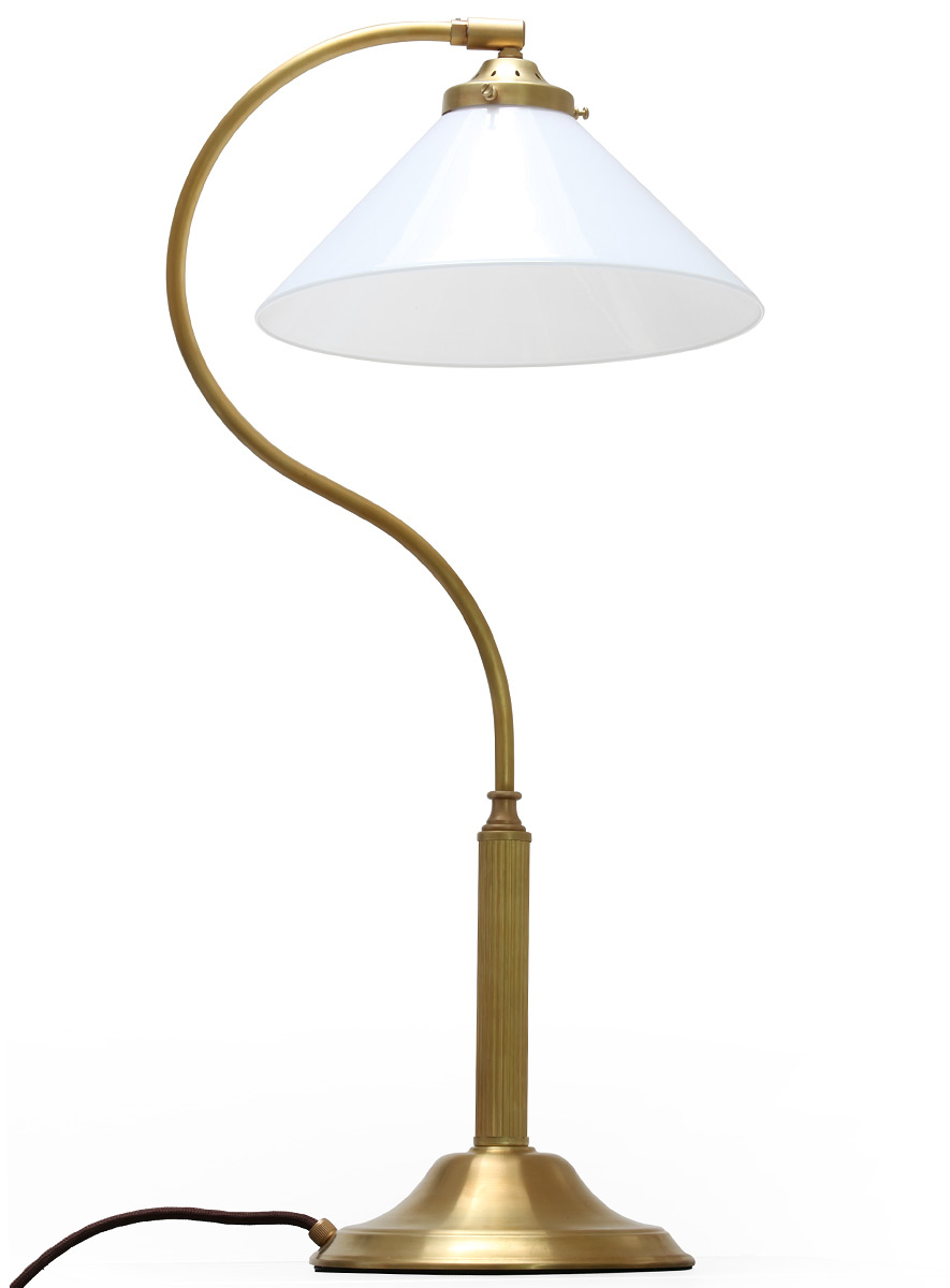 Large Brass Table Lamp With Conical Glass And Swan Neck regarding sizing 885 X 1200
