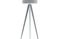 Large Chrome Hollywood Tripod Floor Lamp With Grey Velvet within proportions 1200 X 1500