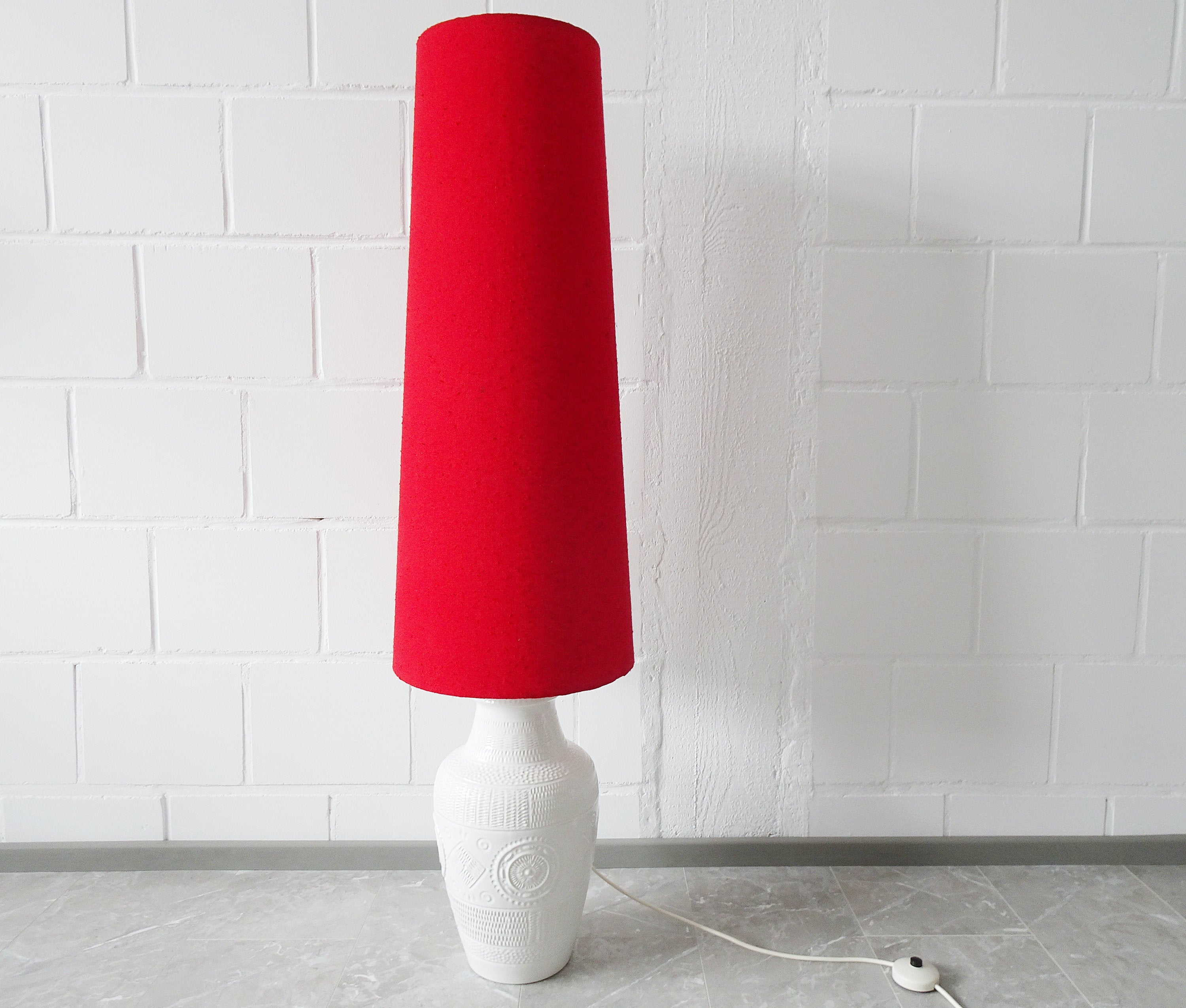Large Scheurich Floor Lamp With Red Lampshade 140 Cm Large intended for dimensions 3000 X 2549