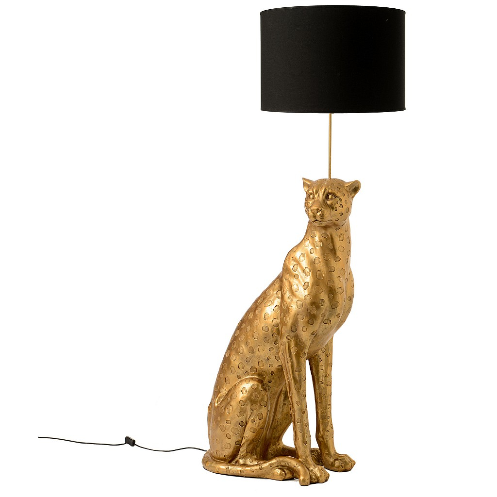 Large Sitting Leopard Floor Lamp Black Shade Audenza intended for sizing 1024 X 1024