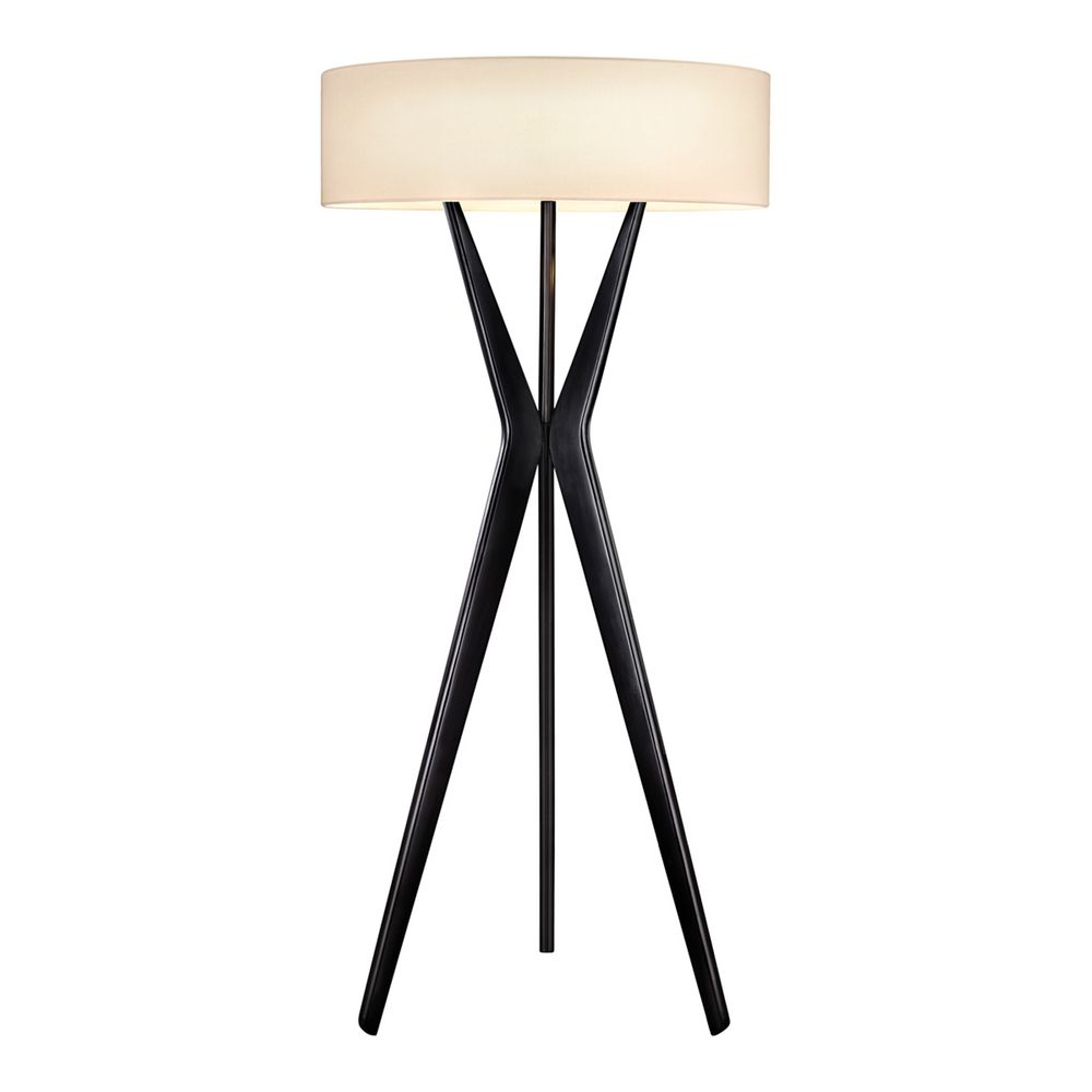 Large Tripod Modern Floor Lamp In Black Finish With Drum Shade At Destination Lighting intended for sizing 1000 X 1000