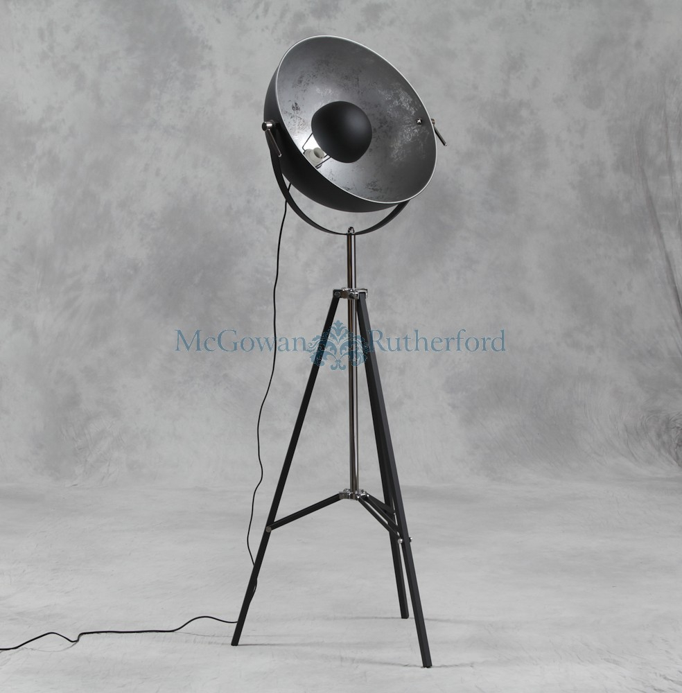 Large Tripod Spotlight Floor Lamp With Silver Inner Shade throughout measurements 984 X 1000