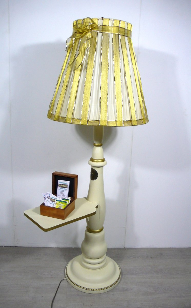 Large Wooden Column Floor Lamp With Stand 1950s inside measurements 745 X 1200
