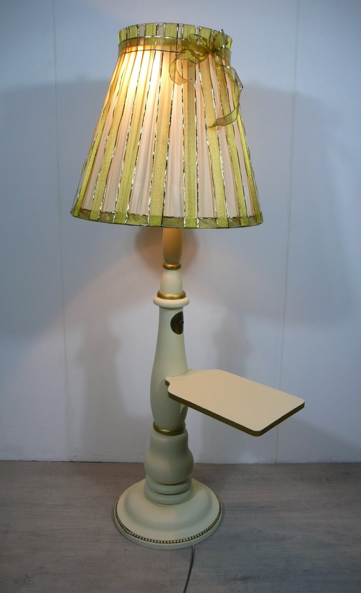 Large Wooden Column Floor Lamp With Stand 1950s with regard to proportions 731 X 1200