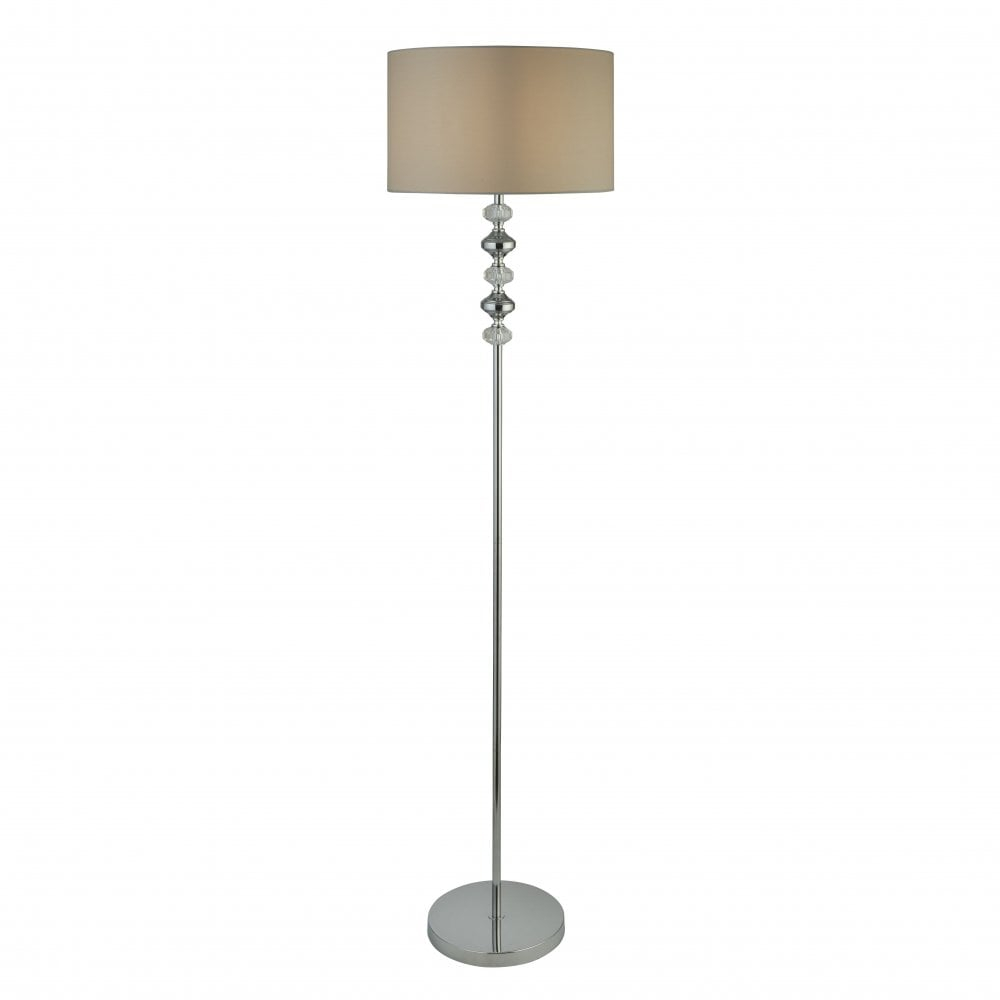 Larissa Chrome And Acrylic Floor Lamp With Grey Shade intended for dimensions 1000 X 1000