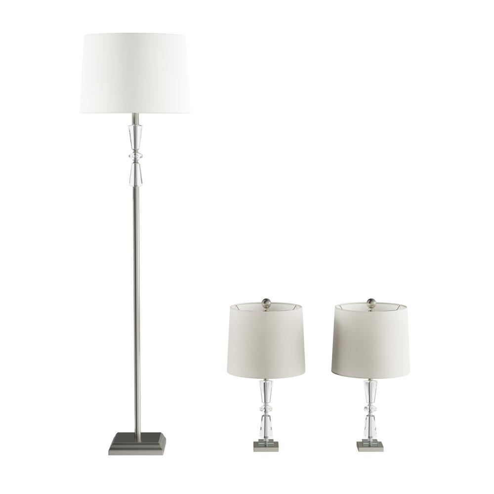 Lavish Home 23 In Crystal Double Tiered Table Lamps And 63 In Floor Lamp Set Of 3 pertaining to proportions 1000 X 1000