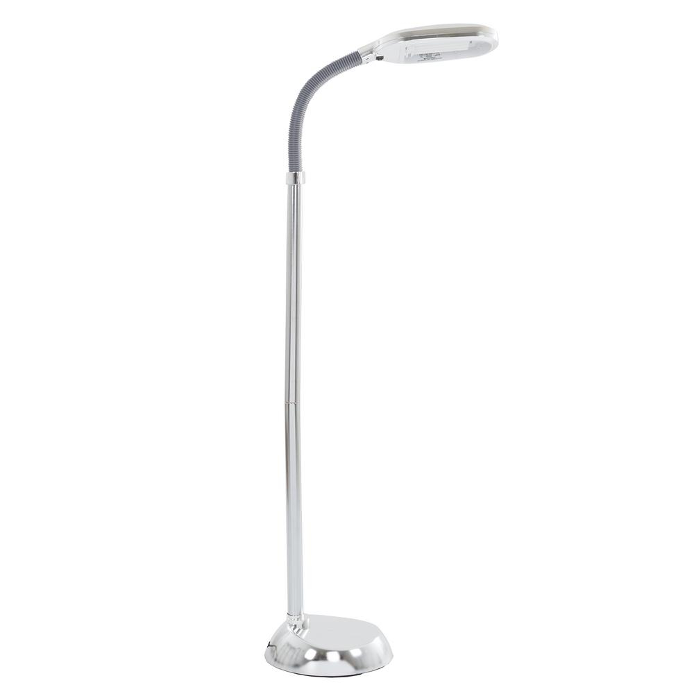 Lavish Home 55 In Natural Full Spectrum Sunlight Gooseneck Floor Lamp In Chrome in measurements 1000 X 1000