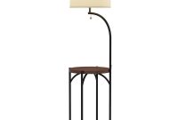 Lavish Home 58 In Dark Brown And Black Modern Rustic Led Floor Lamp End Table With Usb Charging Port intended for measurements 1000 X 1000