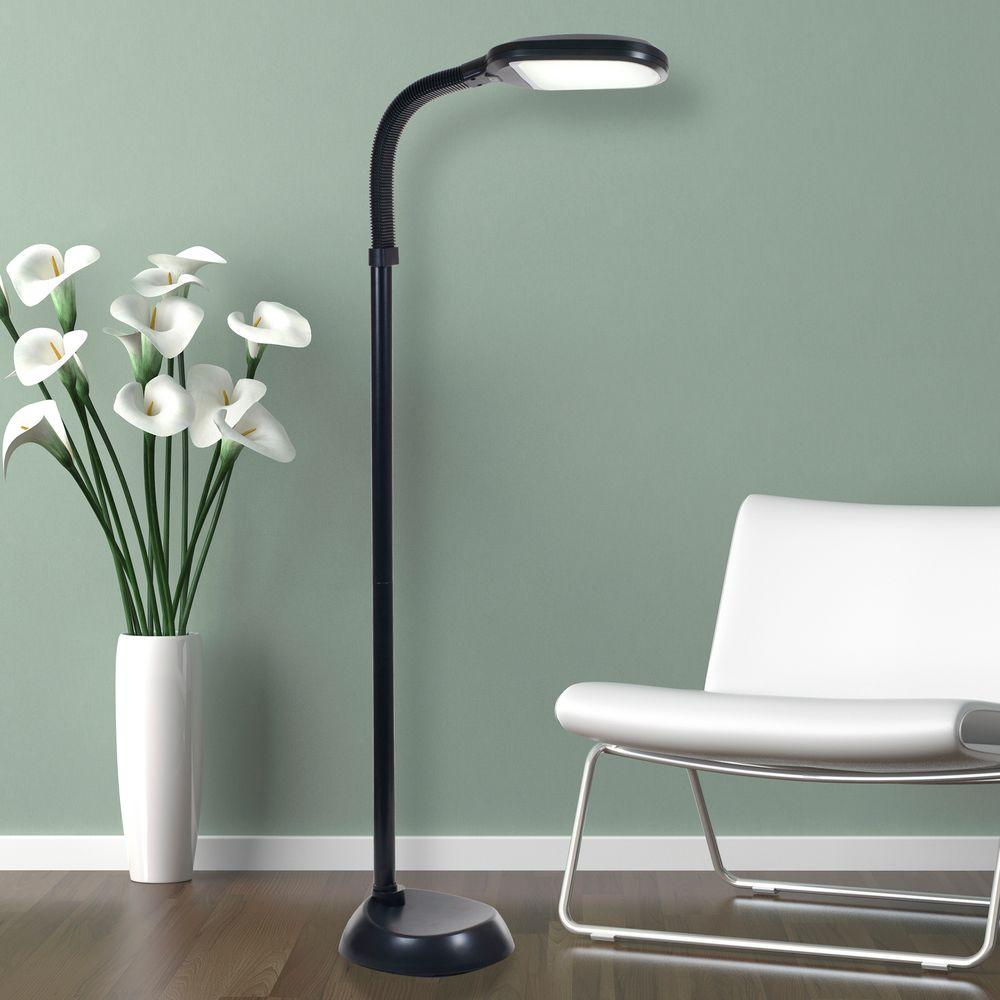Lavish Home 60 In Black Led Sunlight Floor Lamp With Dimmer Switch regarding proportions 1000 X 1000