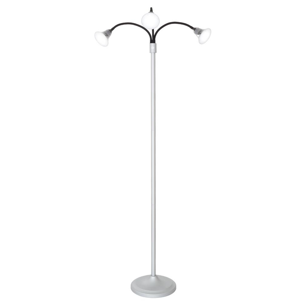 Lavish Home 69 In Silver 3 Headed Floor Lamp With Adjustable Arms regarding proportions 1000 X 1000